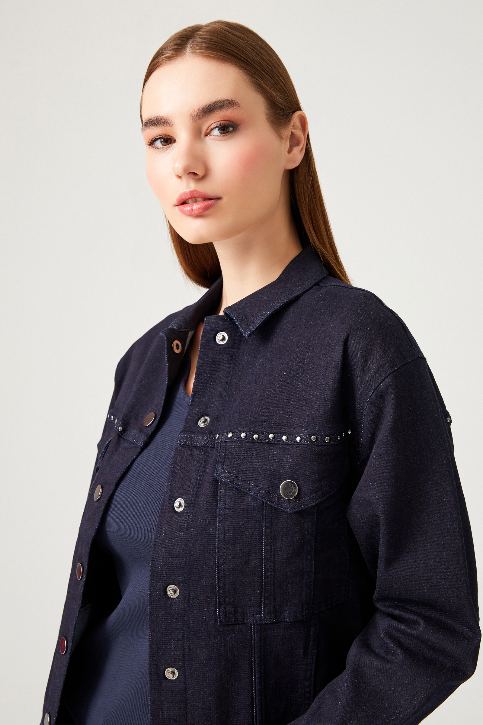 Zımbalı Denim Ceket