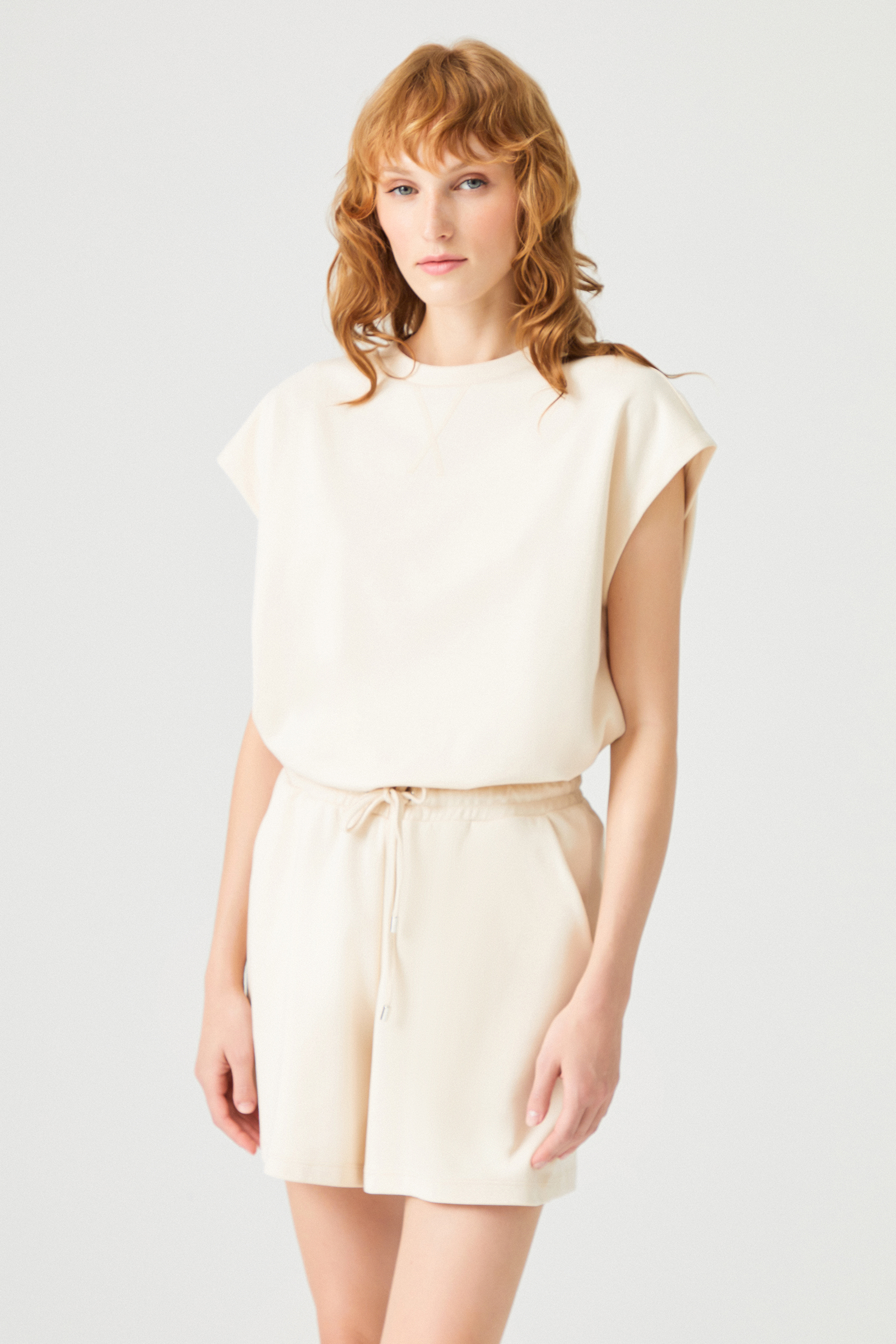 Beli Lastikli Pamuk Karışımlı Örme Şort