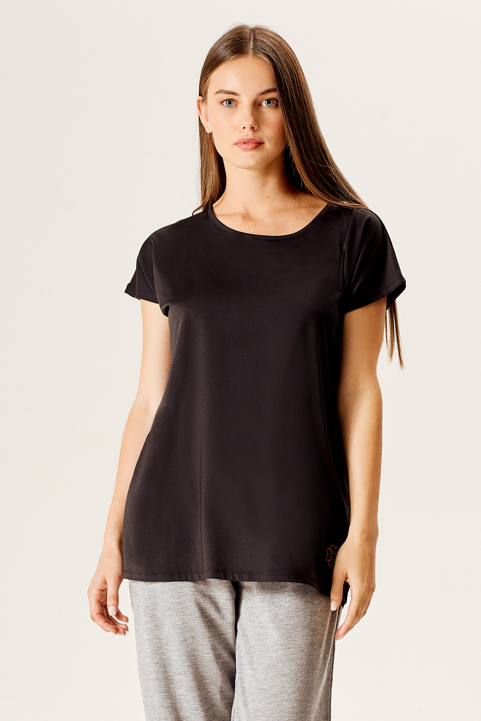 Kontrast Logo Baskılı T-Shirt