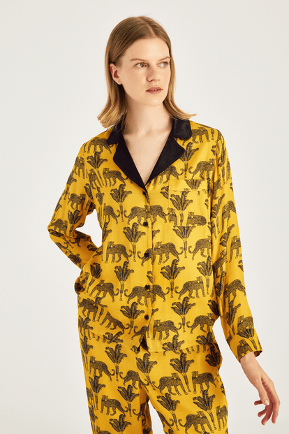 Uzun Kollu Desenli Pijama Takımı