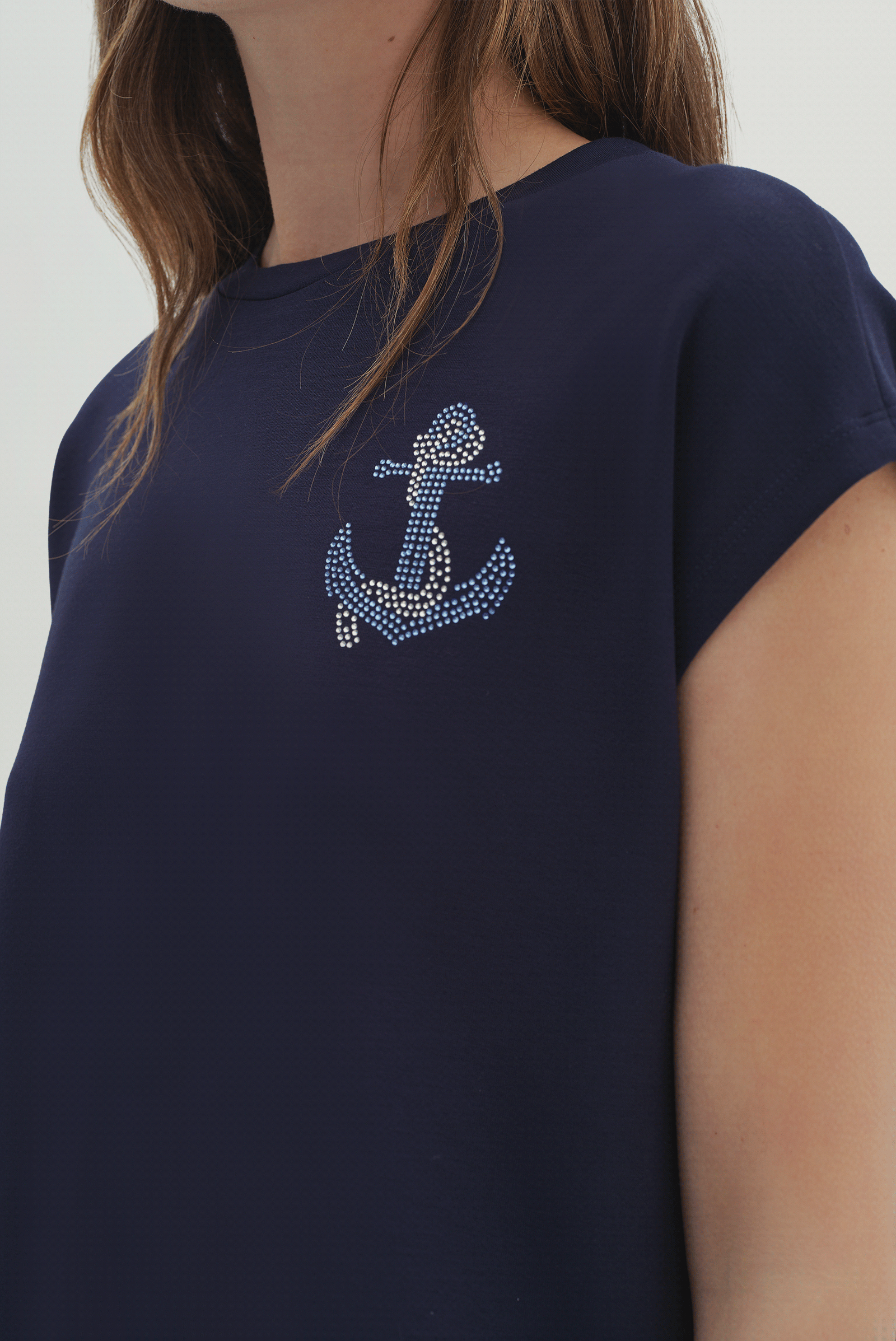 Kısa Kollu Taş Detaylı Bluz