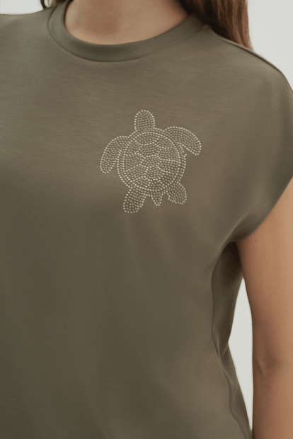 Kısa kollu Taş Detaylı T-Shirt