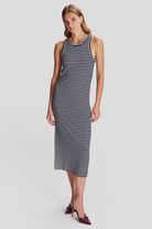 Midi Boy Çizgili Örme Elbise