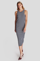 Midi Boy Çizgili Örme Elbise