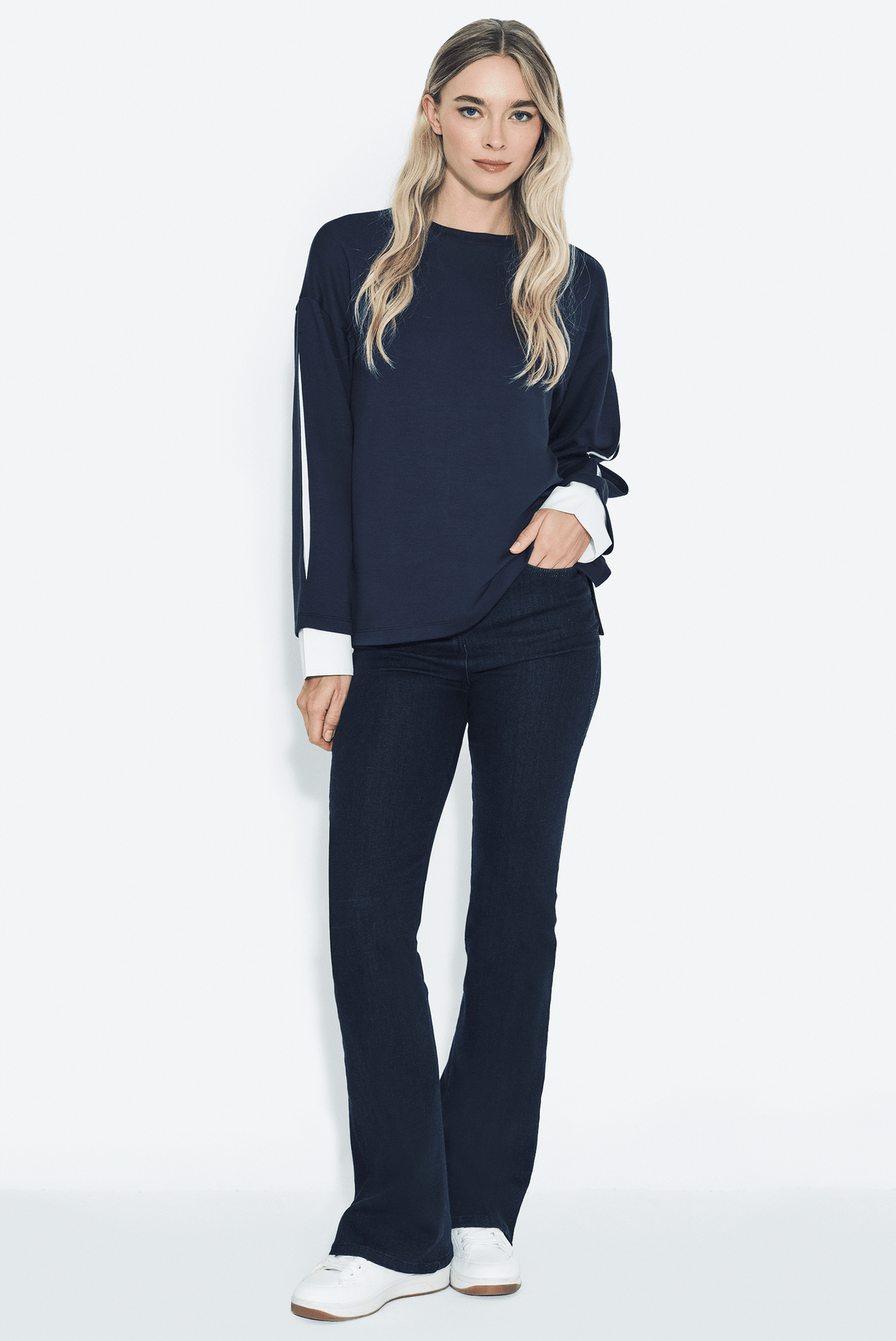 Kontrast Kollu Sweatshirt