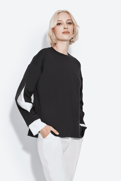 Kontrast Kollu Sweatshirt