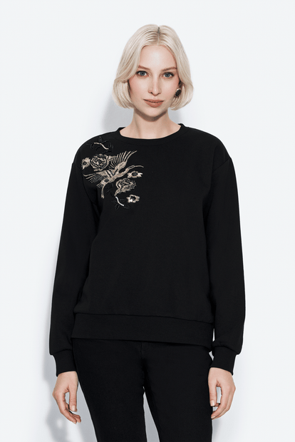 Omzu İşlemeli Sweatshirt