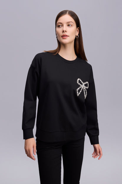 Taşlı Aksesuarlı SweatShıirt
