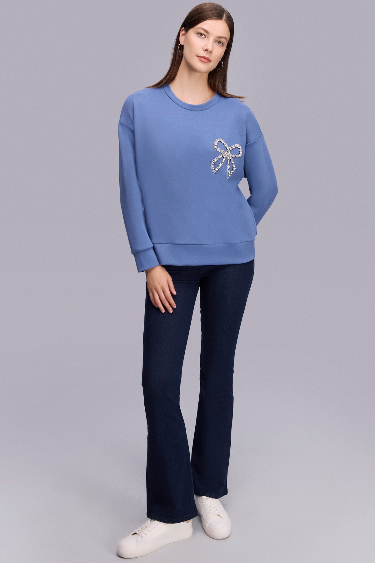 Taşlı Aksesuarlı SweatShıirt