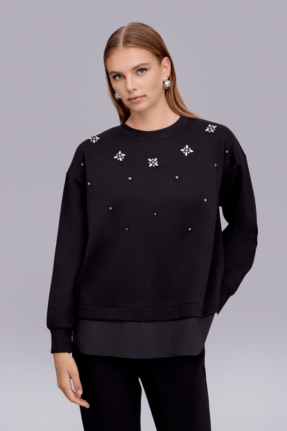 İnci Detaylı Taş Sweatshirt