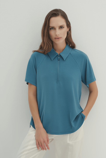Polo Yaka Örme Bluz