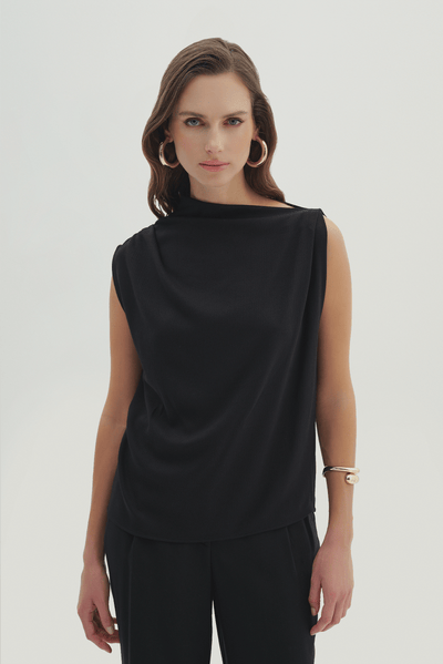 Drape Detaylı Asimetrik Bluz