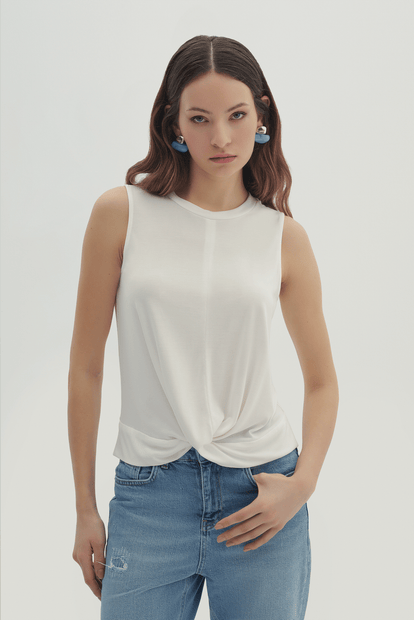 Büzgü Detaylı Örme Bluz