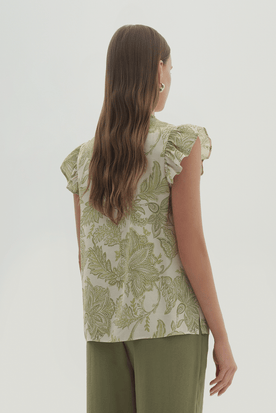 Taş Detaylı Fırfır Kollu Bluz