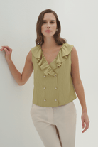 Fırfırlı Kruvaze Yakalı Bluz