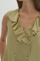 Fırfırlı Kruvaze Yakalı Bluz