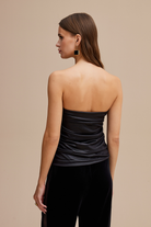 Büzgü Detaylı Parlak Straplez Bluz