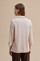 Gömlek Yaka Yarım Patlı Örme Bluz