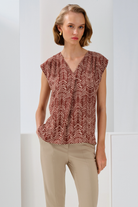 Pile Detaylı Kolsuz Bluz