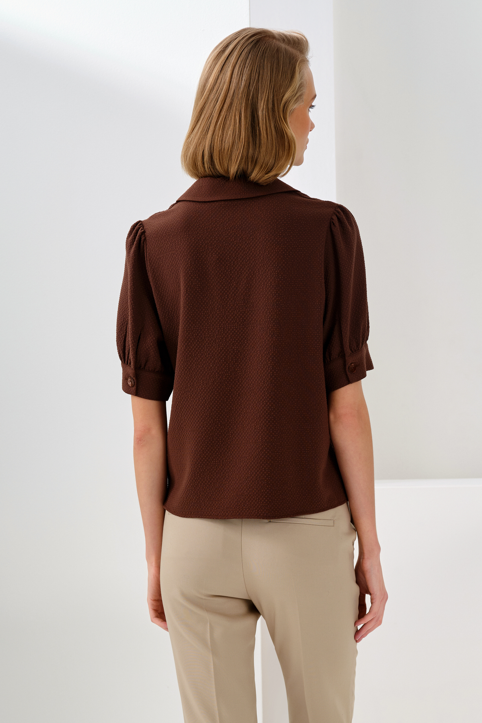 Yarım Kollu Dokulu Bluz