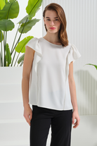 Taş Detaylı Kolu Fırfırlı Bluz