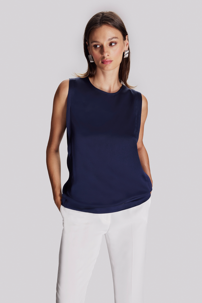 Dikiş Detaylı Saten Bluz