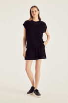 Zımba Detaylı Örme Bluz