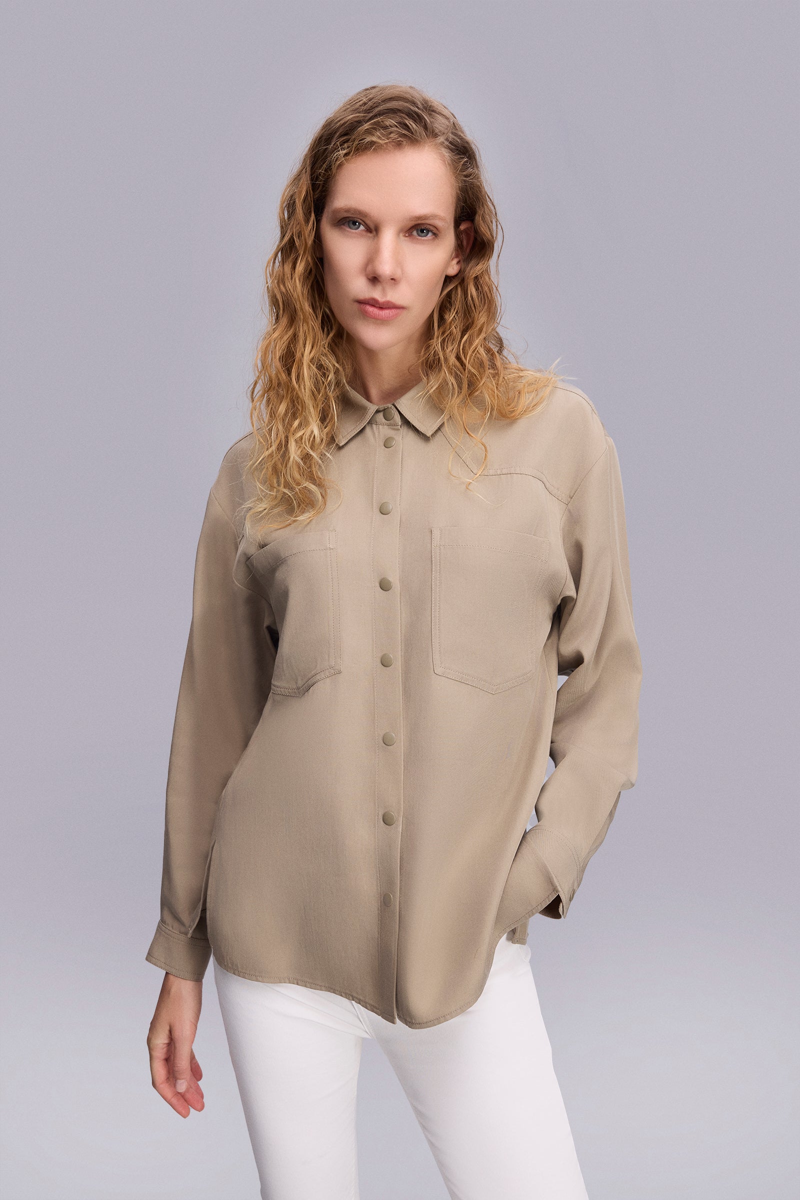 Çıtçıtlı Mint Spor Gömlek