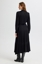 Yırtmaç Detaylı Uzun Gömlek Elbise