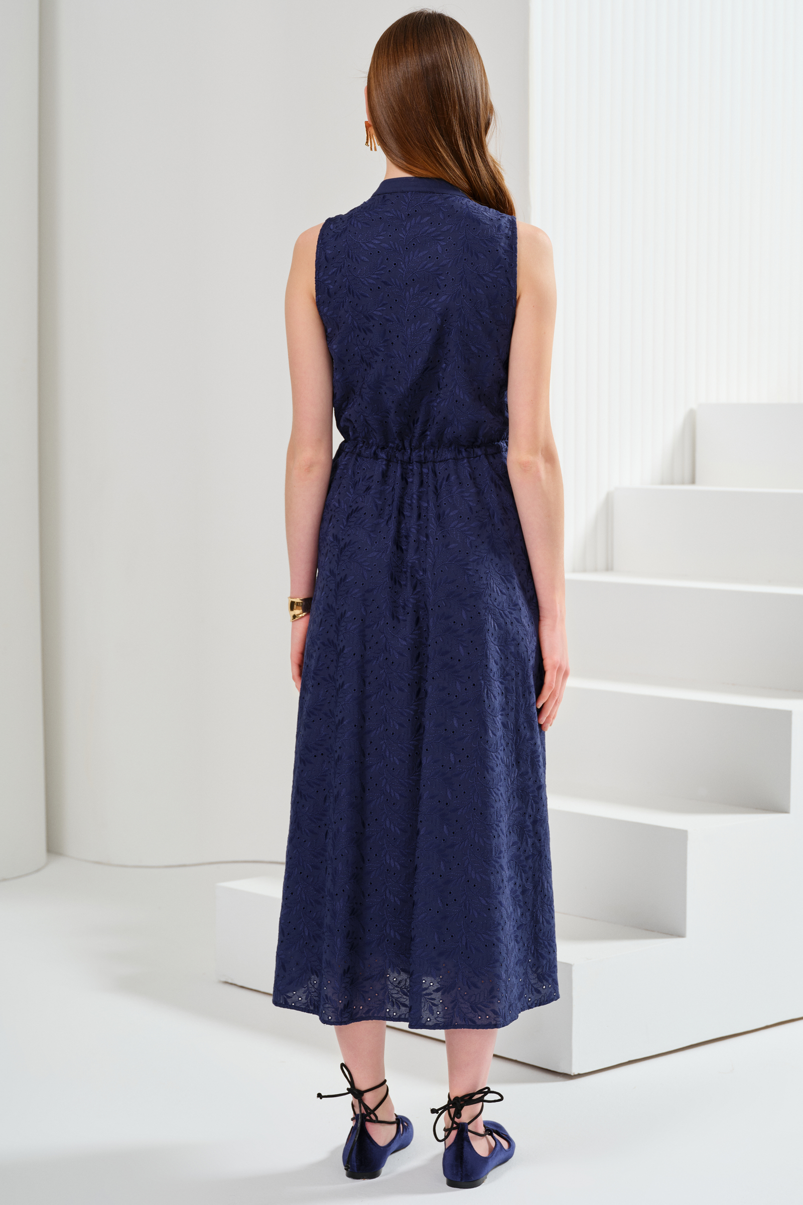 Dokulu Midi Boy Elbise