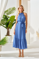 Fırfırlı Midi Boy Saten Elbise