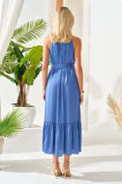 Fırfırlı Midi Boy Saten Elbise