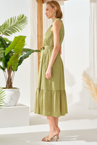 Fırfırlı Midi Boy Saten Elbise