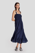 Askılı Fırfırlı Uzun Elbise