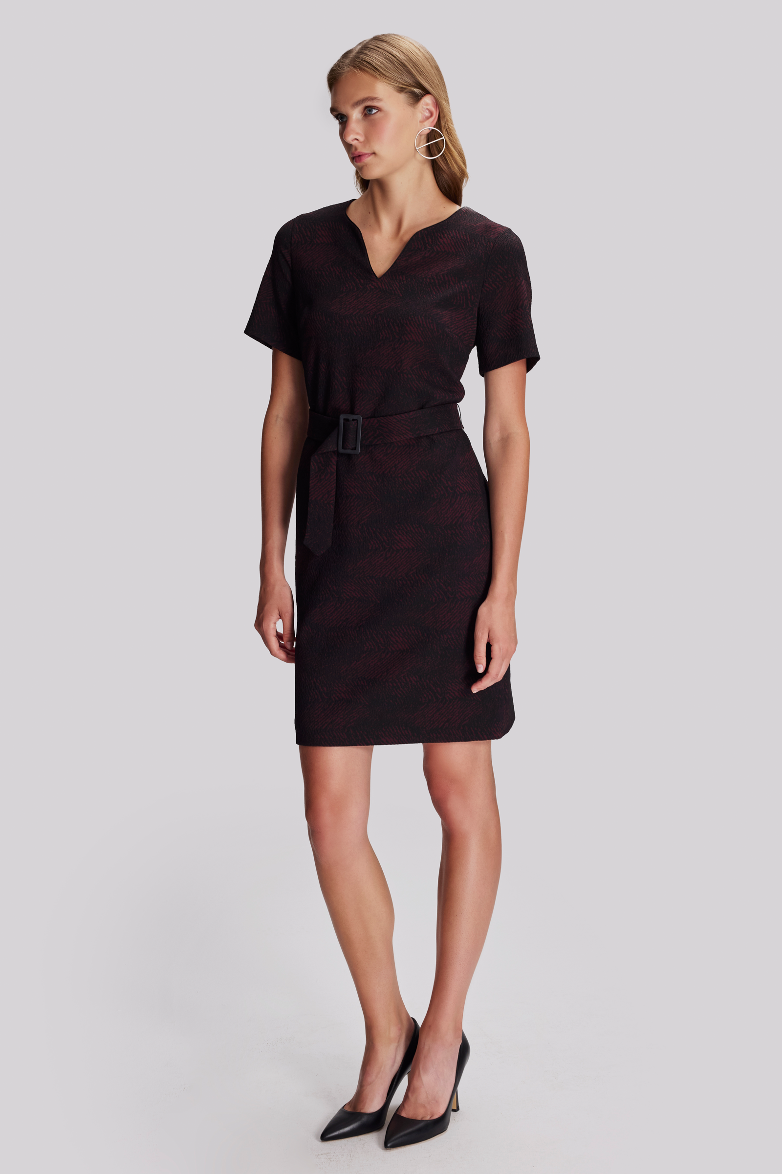 Yarım Kollu Dokulu Elbise