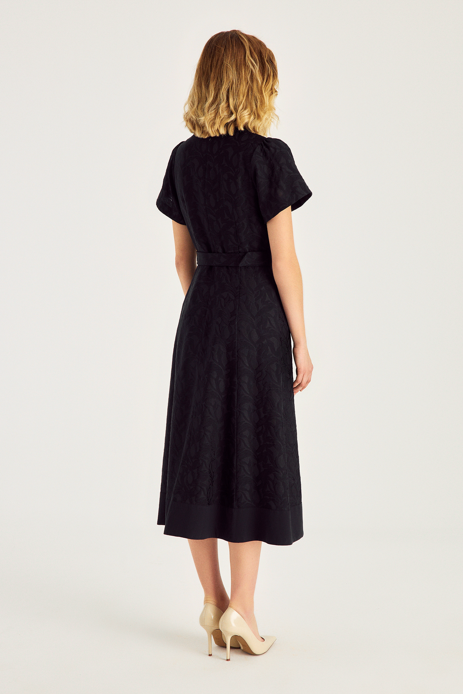 Jakarlı Midi Boy Elbise