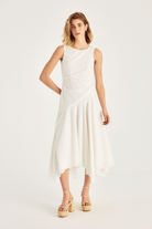 Asimetrik Kesim Midi Boy Dantel Elbise