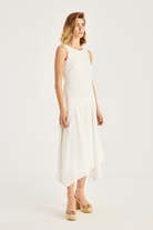 Asimetrik Kesim Midi Boy Dantel Elbise