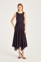 Asimetrik Kesim Midi Boy Dantel Elbise