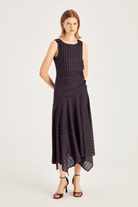 Asimetrik Kesim Midi Boy Dantel Elbise