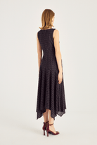 Asimetrik Kesim Midi Boy Dantel Elbise