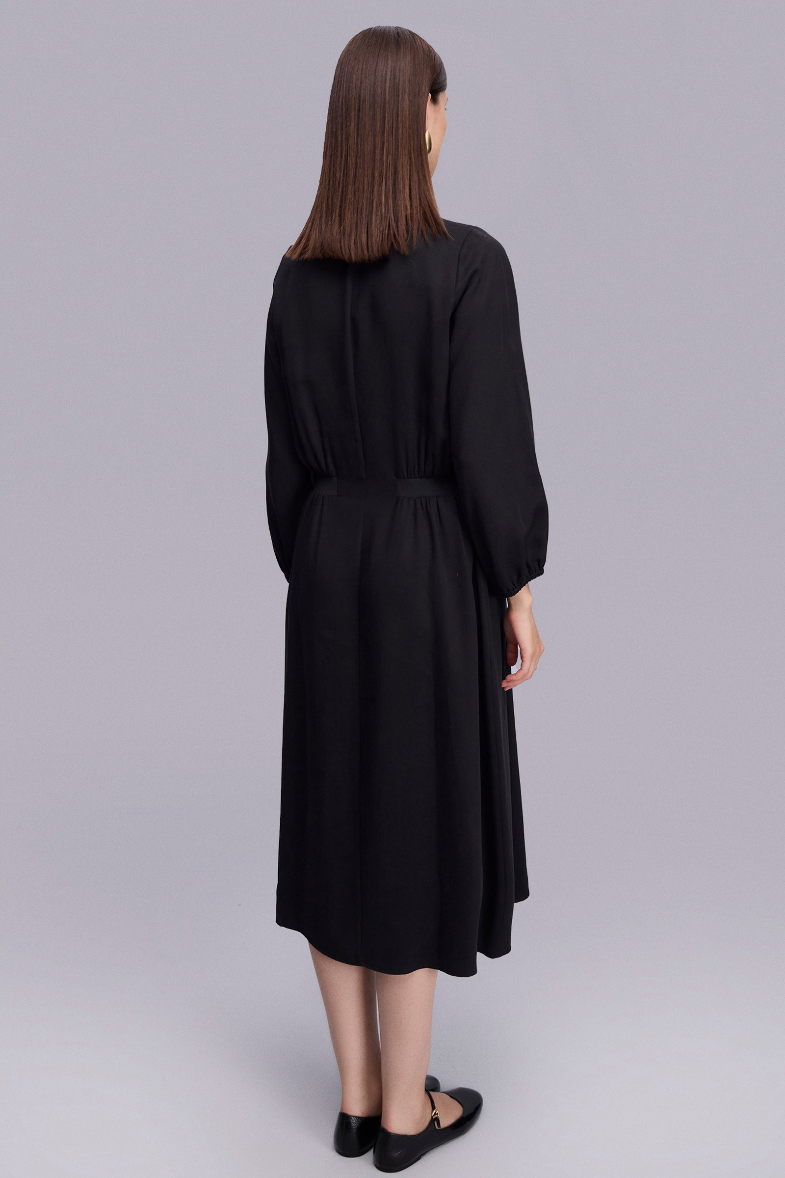 Beli Lastik Detaylı Midi Boy Elbise