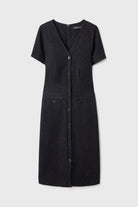 Önden Düğmeli Tüvit Elbise