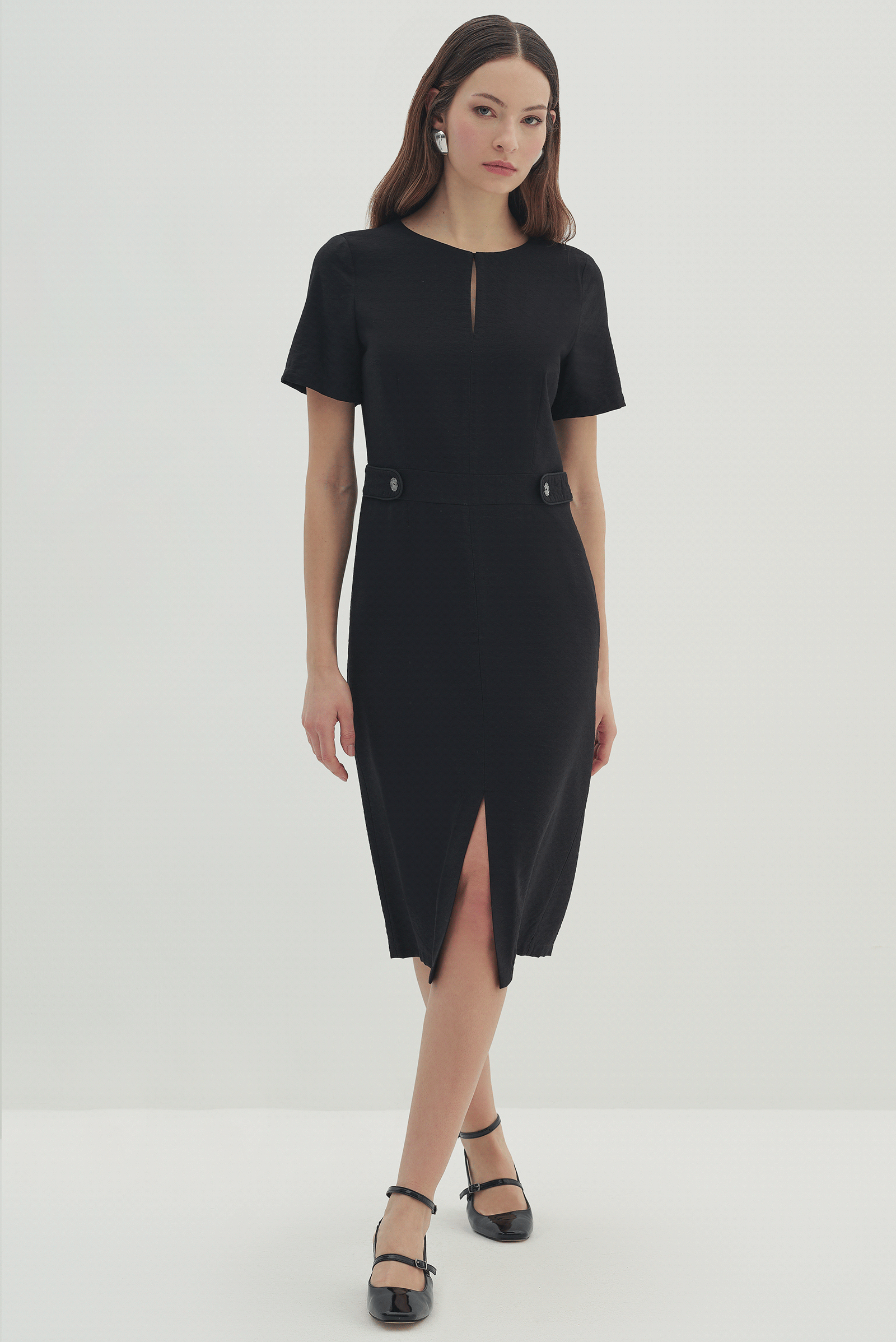 Kemerli Midi Boy Elbise