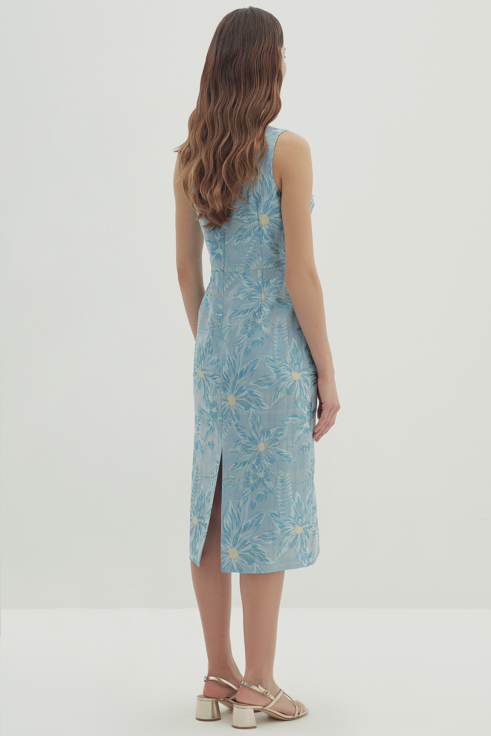 Desenli Midi Boy Elbise