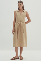 Kolsuz Kuşaklı Midi Boy Elbise