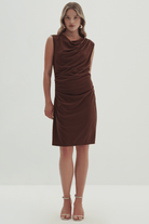 Drapeli Diz Boy Kolsuz Elbise