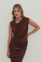 Drapeli Diz Boy Kolsuz Elbise