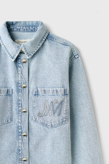 Taş Baskılı Denim Ceket