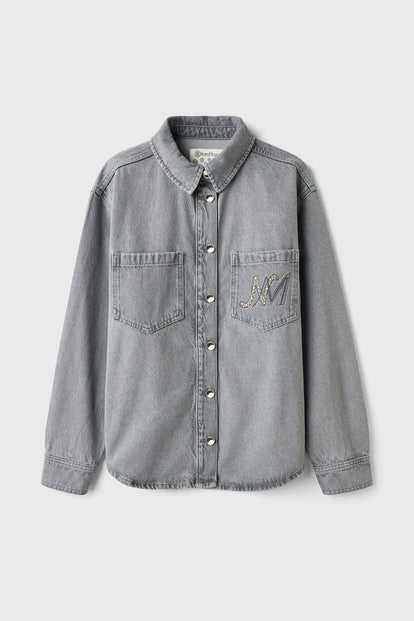 Taş Baskılı Denim Ceket